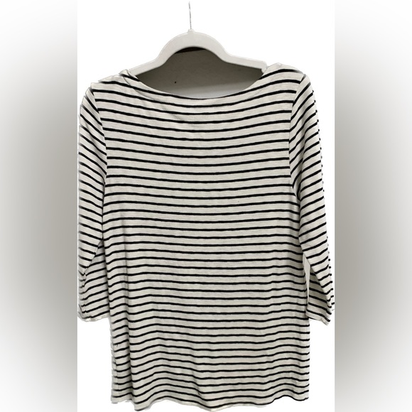 Black and White Stripped Blouse with Quarter Length Sleeves - Picture 3 of 3